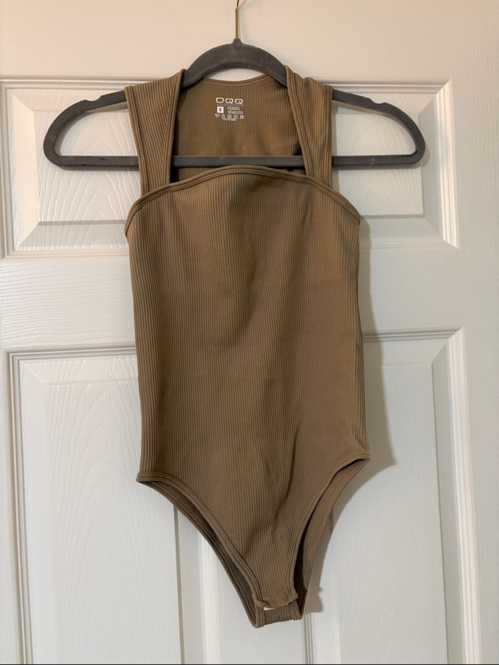 OGG Ribbed Halter Bodysuit - Brown/tan small